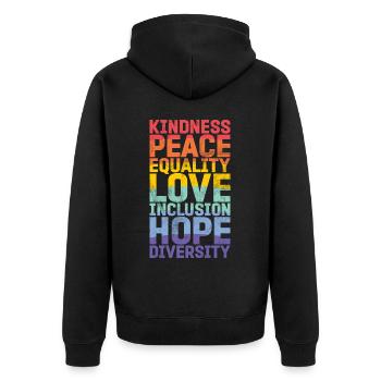Gleichheit LGBTQ Rainbow Flag LGBTQ Stolz - Unisex Premium Bio Zip Hoodie - Schwarz - Hinten - Nico (187cm)