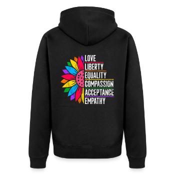 Gleichheit LGBTQ Rainbow Flag LGBTQ Stolz - Unisex Premium Bio Zip Hoodie - Schwarz - Hinten - Nico (187cm)