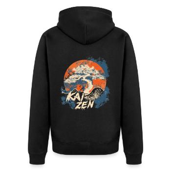 Hiragana Katakana Kaizen-methode Kaizen - Unisex Premium Bio Zip Hoodie - Schwarz - Hinten - Nico (187cm)