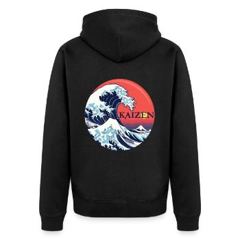 Hiragana Katakana Kaizen-methode Kaizen - Unisex Premium Bio Zip Hoodie - Schwarz - Hinten - Nico (187cm)
