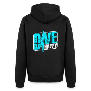 Taucher Sporttauchen Tauchen Dive Happy - Unisex Premium Bio Zip Hoodie - Schwarz - Hinten - Nico (187cm)