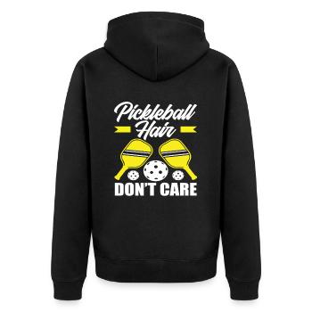 Les cheveux de pickleball s’en fichent - Veste à capuche bio Premium Unisexe - noir - Dos - Nico (187cm)