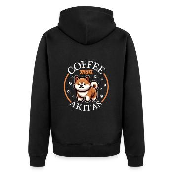 Kaffee und Akita - Unisex Premium Bio Zip Hoodie - Schwarz - Hinten - Nico (187cm)