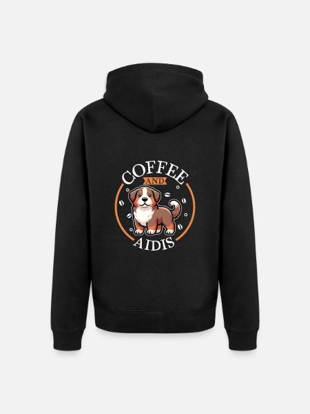 Coffee and Aidi - Unisex Premium Organic Zip Hoodie - black