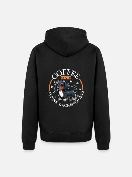 Coffee and Alpine Dachsbracke - Unisex Premium Organic Zip Hoodie - black