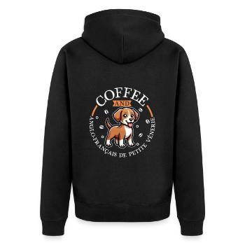 Kaffee und Anglo-Français de Petite Vénerie - Unisex Premium Bio Zip Hoodie - Schwarz - Hinten - Nico (187cm)