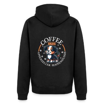 Coffee and Appenzeller Mountain Dog - Unisex Premium Organic Zip Hoodie - black - Back - Nico (187cm)