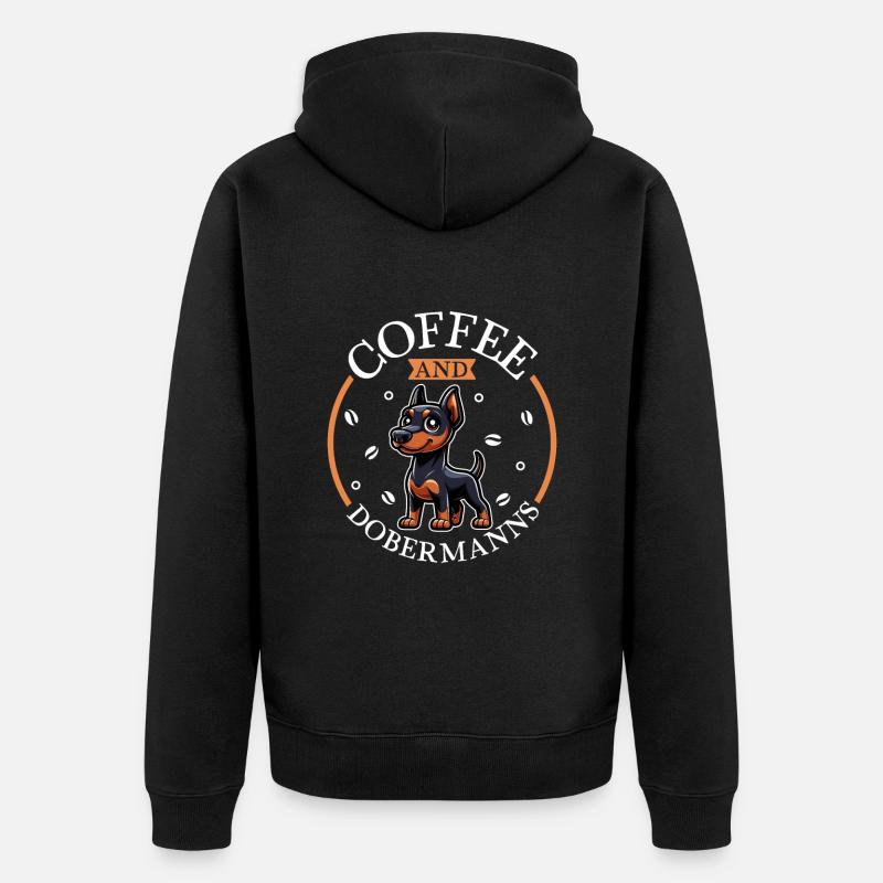 Café et Doberman - Veste à capuche bio Premium Unisexe - noir