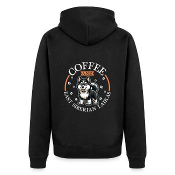 Café et laïka de Sibérie orientale - Veste à capuche bio Premium Unisexe - noir - Dos - Nico (187cm)