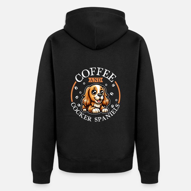 Café et Cocker anglais - Veste à capuche bio Premium Unisexe - noir