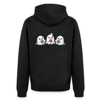 Niedliche Geister Halloween Süßigkeiten Lollipop - Unisex Premium Bio Zip Hoodie - Schwarz - Hinten - Nico (187cm)