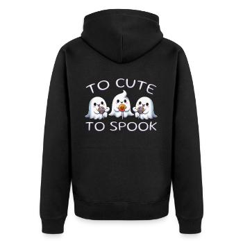 To Cute To Spook - Unisex Premium Bio Zip Hoodie - Schwarz - Hinten - Nico (187cm)