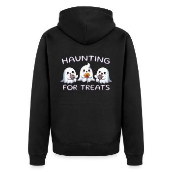 Haunting For Treats - Unisex Premium Organic Zip Hoodie - black - Back - Nico (187cm)