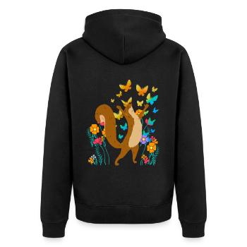 Schmetterlinge Insekten Eichhörnchen Eichhorn Kind - Unisex Premium Bio Zip Hoodie - Schwarz - Hinten - Nico (187cm)