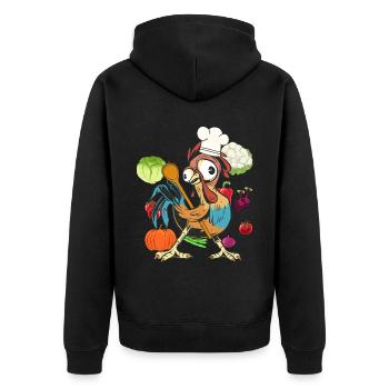 Chicken Rooster Cook Cooks Cook Culinary Arts Vegetables - Unisex Premium Organic Zip Hoodie - black - Back - Nico (187cm)