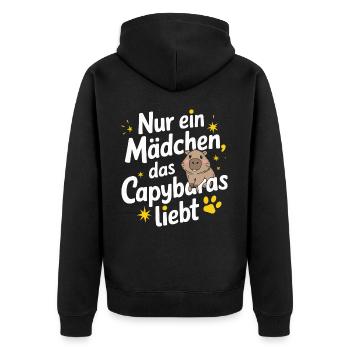 Capybara Wasserschwein Capybaras - Unisex Premium Bio Zip Hoodie - Schwarz - Hinten - Nico (187cm)