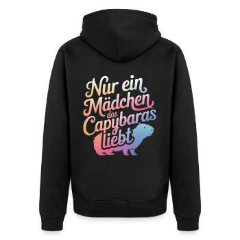Capybara Wasserschwein Capybaras - Unisex Premium Bio Zip Hoodie - Schwarz - Hinten - Nico (187cm)