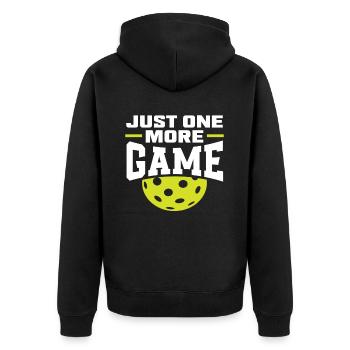 Just one more game Gamer Passion Pickleball - Unisex Premium Organic Zip Hoodie - black - Back - Nico (187cm)