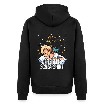 Official Sleep Shirt Zodiac Aquarius - Unisex Premium Organic Zip Hoodie - black - Back - Nico (187cm)