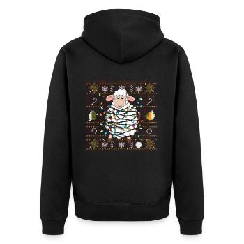 Sheep Ugly Christmas Christmas Xmas Santa - Unisex Premium Organic Zip Hoodie - black - Back - Nico (187cm)