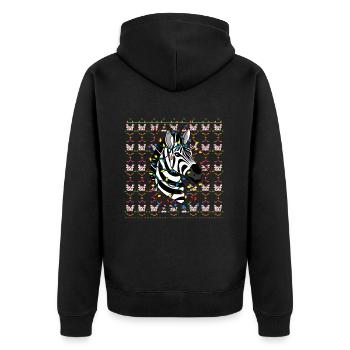 Zebra Ugly Christmas Weihnachten Xmas Santa Claus - Unisex Premium Bio Zip Hoodie - Schwarz - Hinten - Nico (187cm)