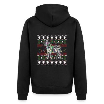 Zebra Ugly Christmas Weihnachten Xmas Santa Claus - Unisex Premium Bio Zip Hoodie - Schwarz - Hinten - Nico (187cm)