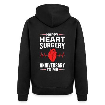 Heart Bypass Heart Attack Heart Surgery - Unisex Premium Organic Zip Hoodie - black - Back - Nico (187cm)