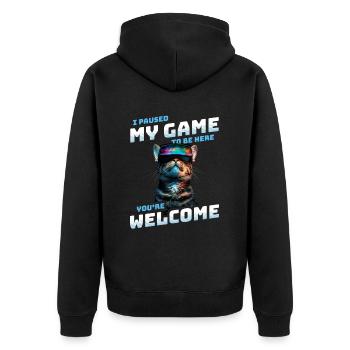I just paused my game to be here Funny VR Cat - Unisex Premium Organic Zip Hoodie - black - Back - Nico (187cm)