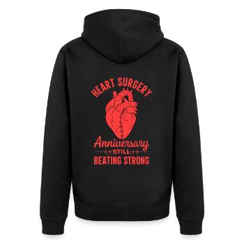 Heart Bypass Heart Attack Heart Surgery - Unisex Premium Organic Zip Hoodie - black - Back - Nico (187cm)