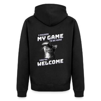 I just paused my game to be here - VR Cat Funny - Unisex Premium Organic Zip Hoodie - black - Back - Nico (187cm)