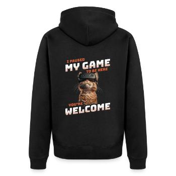 I just paused my game to be here - Cool Cat VR - Unisex Premium Organic Zip Hoodie - black - Back - Nico (187cm)