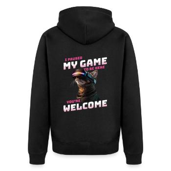 I just paused my game to be here - Gamer Cat VR - Unisex Premium Organic Zip Hoodie - black - Back - Nico (187cm)
