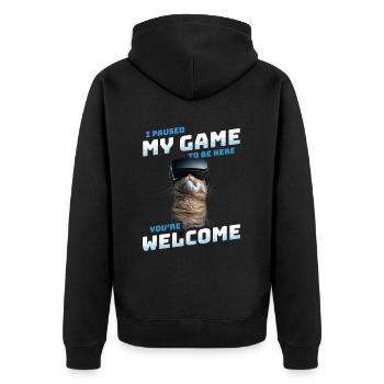 I just paused my game to be here Funny VR Cat - Unisex Premium Organic Zip Hoodie - black - Back - Nico (187cm)
