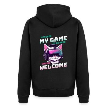 I just paused my game to be here - Cat Gaming VR - Unisex Premium Organic Zip Hoodie - black - Back - Nico (187cm)