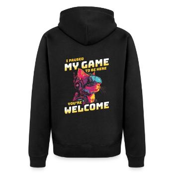 Je viens de mettre mon jeu en pause pour être ici - Sci-Fi VR Cat - Veste à capuche bio Premium Unisexe - noir - Dos - Nico (187cm)
