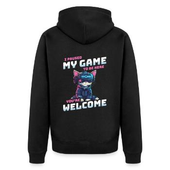I just paused my game to be here - Cat VR Glasses - Unisex Premium Organic Zip Hoodie - black - Back - Nico (187cm)