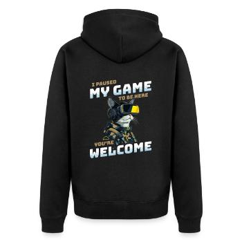 I just paused my game to be here - Gamer Cat VR - Unisex Premium Organic Zip Hoodie - black - Back - Nico (187cm)