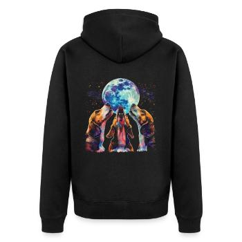 Beagle Dog Howling Moon - Unisex Premium Organic Zip Hoodie - black - Back - Nico (187cm)