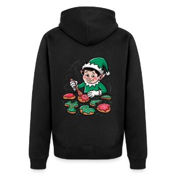 Elf Ugly Christmas Weihnachten Xmas Santa Claus - Unisex Premium Bio Zip Hoodie - Schwarz - Hinten - Nico (187cm)