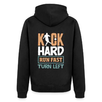 Légende du joueur de kickball - Veste à capuche bio Premium Unisexe - noir - Dos - Nico (187cm)