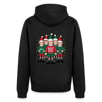 Elf Ugly Christmas Weihnachten Xmas Santa Claus - Unisex Premium Bio Zip Hoodie - Schwarz - Hinten - Nico (187cm)