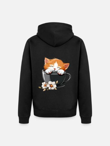 Katze - Unisex Premium Bio Zip Hoodie - Schwarz
