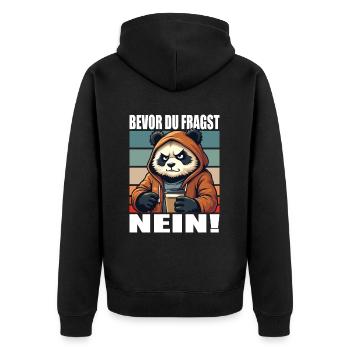 Before You Ask No Funny Saying Panda - Unisex Premium Organic Zip Hoodie - black - Back - Nico (187cm)