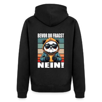 Before You Ask No Funny Saying Panda - Unisex Premium Organic Zip Hoodie - black - Back - Nico (187cm)