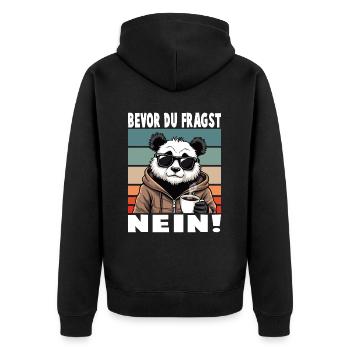 Before You Ask No Funny Saying Panda - Unisex Premium Organic Zip Hoodie - black - Back - Nico (187cm)