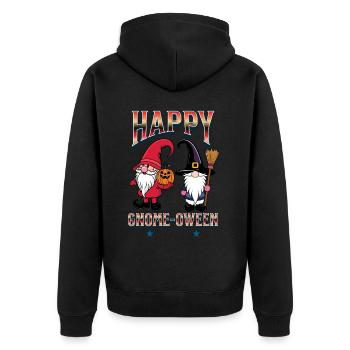 Happy Gnome-Oween Lustiger Halloween Gnom - Unisex Premium Bio Zip Hoodie - Schwarz - Hinten - Nico (187cm)