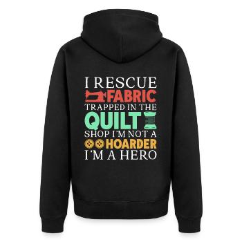 Quilt Knitting Crochet Sewing Machine Fabric - Unisex Premium Organic Zip Hoodie - black - Back - Nico (187cm)