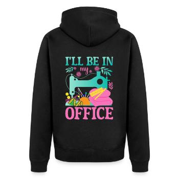 Quilt Knitting Crochet Sewing Machine Fabric - Unisex Premium Organic Zip Hoodie - black - Back - Nico (187cm)