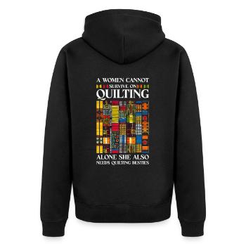 Quilt Knitting Crochet Sewing Machine Fabric - Unisex Premium Organic Zip Hoodie - black - Back - Nico (187cm)