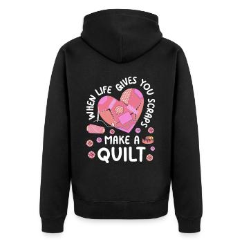 Quilt Knitting Crochet Sewing Machine Fabric - Unisex Premium Organic Zip Hoodie - black - Back - Nico (187cm)